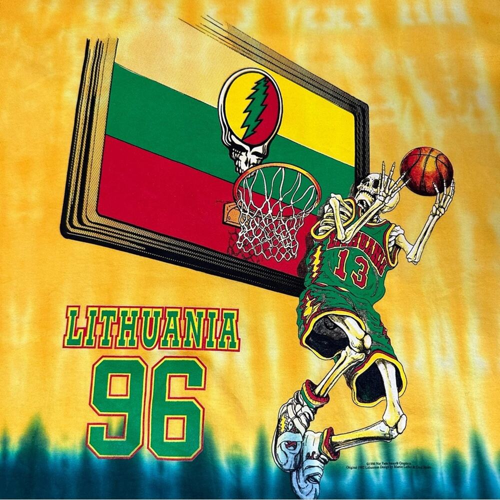 ANVIL Grateful Dead Lithuania Basketball Vintage Olympic Men's Shirt Size XL